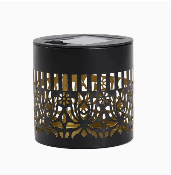 Solar Hollow Cylinder Outdoor Garden Projection Light Solar Powered Peony Pattern Decorative Lantern for Patio Pathway Yard