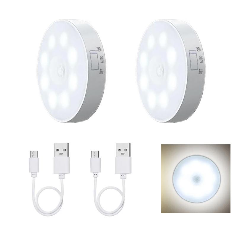 Motion Sensor LED Night Light USB Rechargeable Night Lamp For Kitchen Cabinet Wardrobe Lamp Staircase Wireless Closet Light