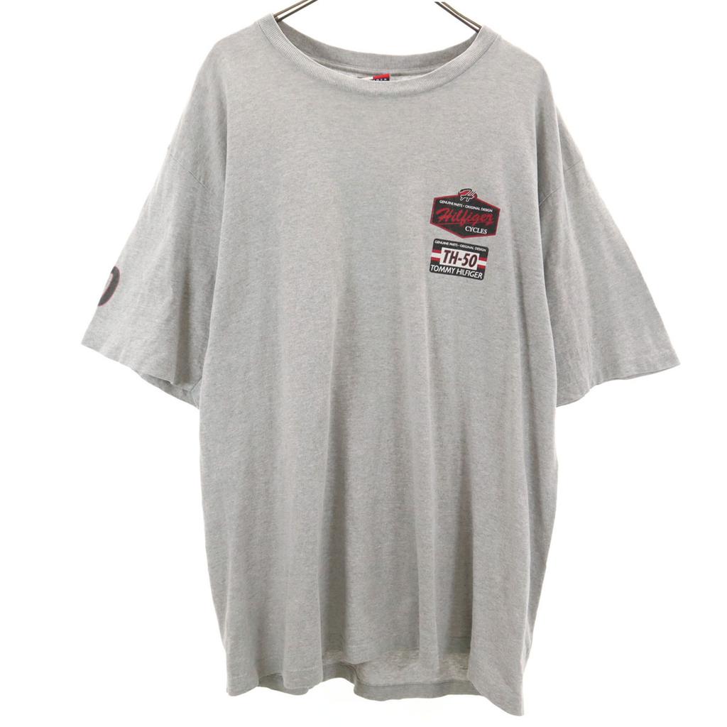 Tommy Hilfiger 90er Jahre Made in USA Old Backprint Kurzarm T-Shirt L grau Herren Gebraucht