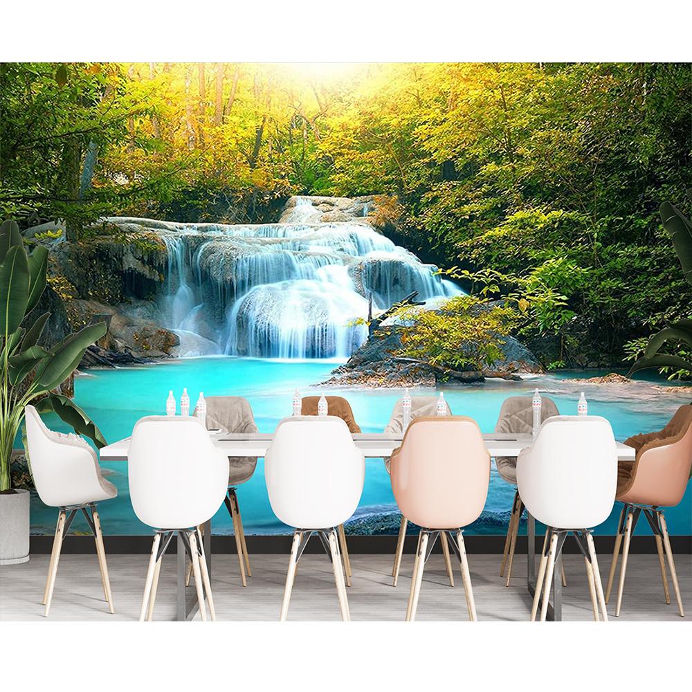 River Waterfall Wall Mural 3d Autumn Forest Wallpaper Removable Large Wall Sticker For Living Room Bedroom Wallpaper