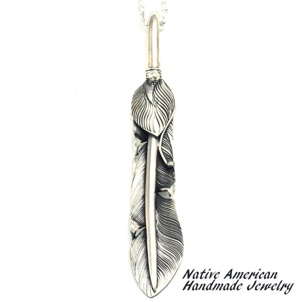 [STERLING SILVER 925] Feather Silver Necklace Pendant Chain AMTHANE-005