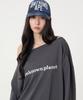 UNKNOWN PLANET Off-Shoulder Logo Long-Sleeve T-Shirt Charcoal