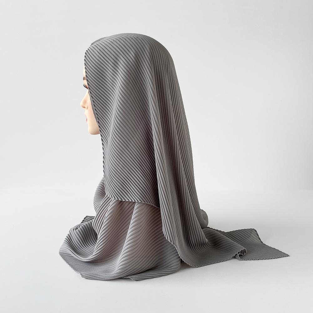 

Шелковый тюрбан, жемчужный шифоновый шарф, мятый тонкий длинный шарф, арабский женский платок 170*70cm