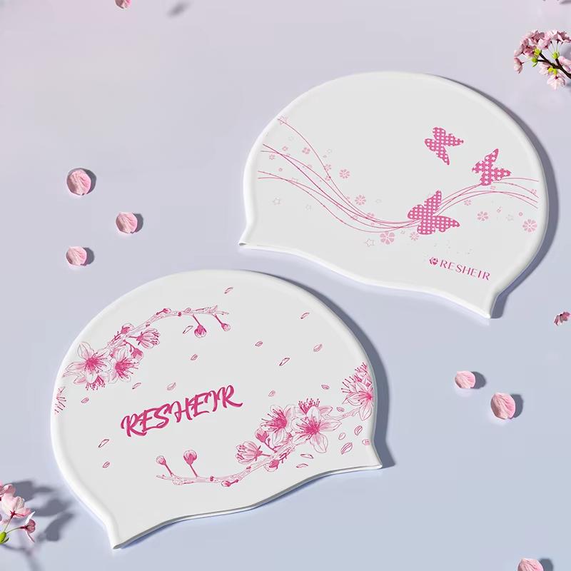 Fashion Printed Swimming Cap Women Silicone Waterproof Long Hair Special Swimming Caps Adult Ear Protection Swim Caps for Women