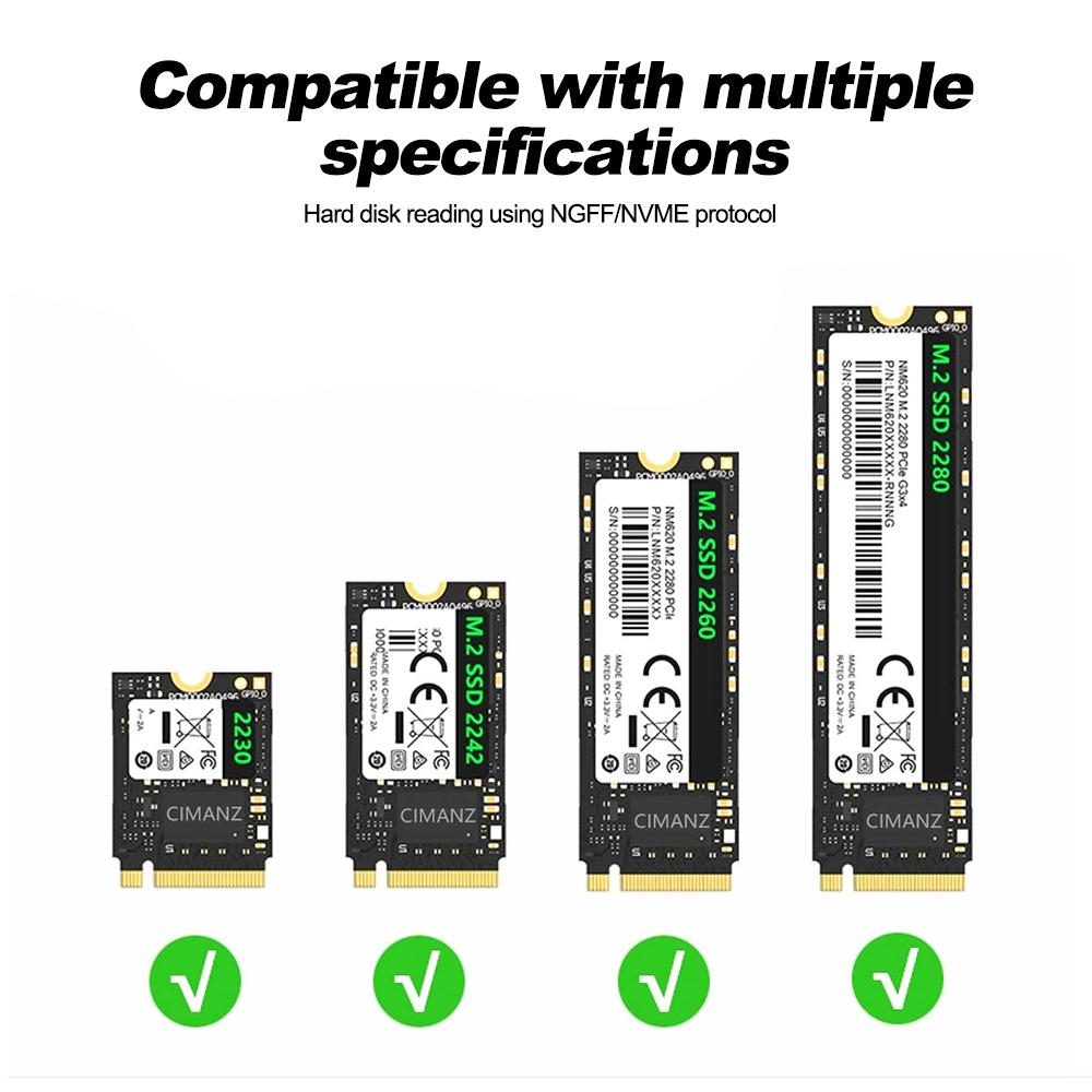 M.2 NVMe NGFF SSD Enclosure 10Gbps USB 3.1 To M.2 NVMe NGFF SSD Hard Drive Adapter Converter Support SD TF Card Reader Direct insertion