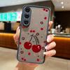 Cute Cherry Pattern Matte Slim Case For Samsung S25 S24 FE S23 Ultra S22 A16 A56 A55 A36 A26 A15 A35 Clear Shockproof Lens Protection Phone Cover