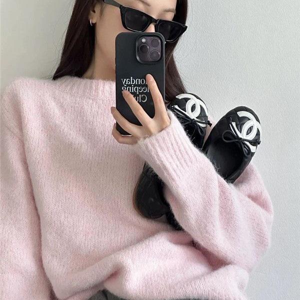 2025 Kuscheliger Weicher Rosa Strickpullover für Damen - Locker, Koreanischer Stil für Herbst/Winter