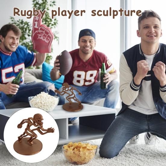 Football Player Ornament Minimalist Line Rugby Player Figurine Collectible Home Office Desktop Decoration Gift for Football Enthusiasts