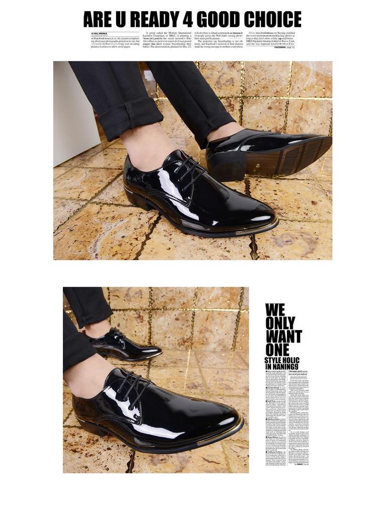 Retro Britse Heren Business Casual Lakleren Veterschoenen, Grote Maat 48