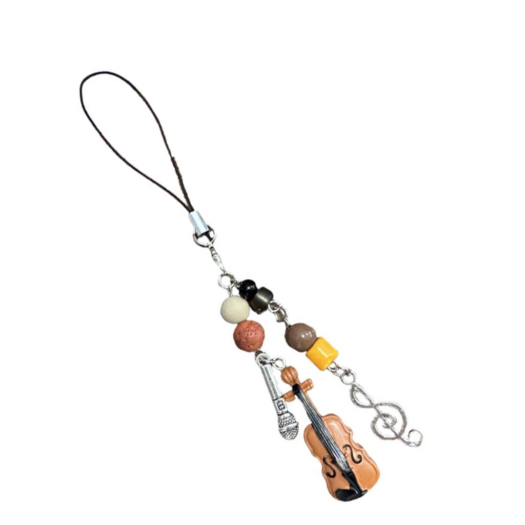 Eye Catching Violin Phone Charm Guitar Keyring Pendant Multifuntional Alloy Keychain Suitable for Daily and Party Use
