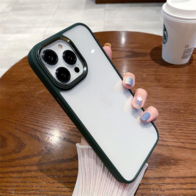 Purple Plating Lens Frame Transparent Phone Case For Iphone 14 Pro Max 11 12 13 Pro Max Camera Protection Clear Shockproof Cover