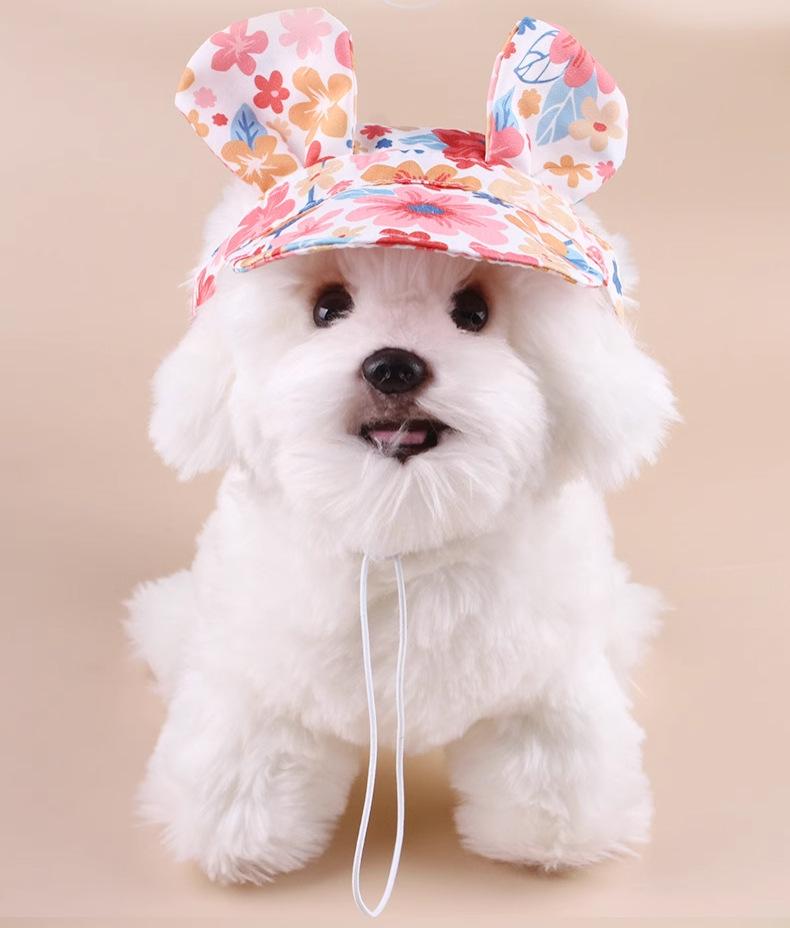 Rainbow Dog Princess Hat Visor Hat Prevent Suffocation Pet Dog Porous Sun Hat Cap With Ear Holes for Small Dogs Cats