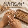 Vintage Gold Color Knuckle Rings Set Geometric Diamond Stackable Rings Charm Adjustable Women's Ring Jewelry Set Wedding Party