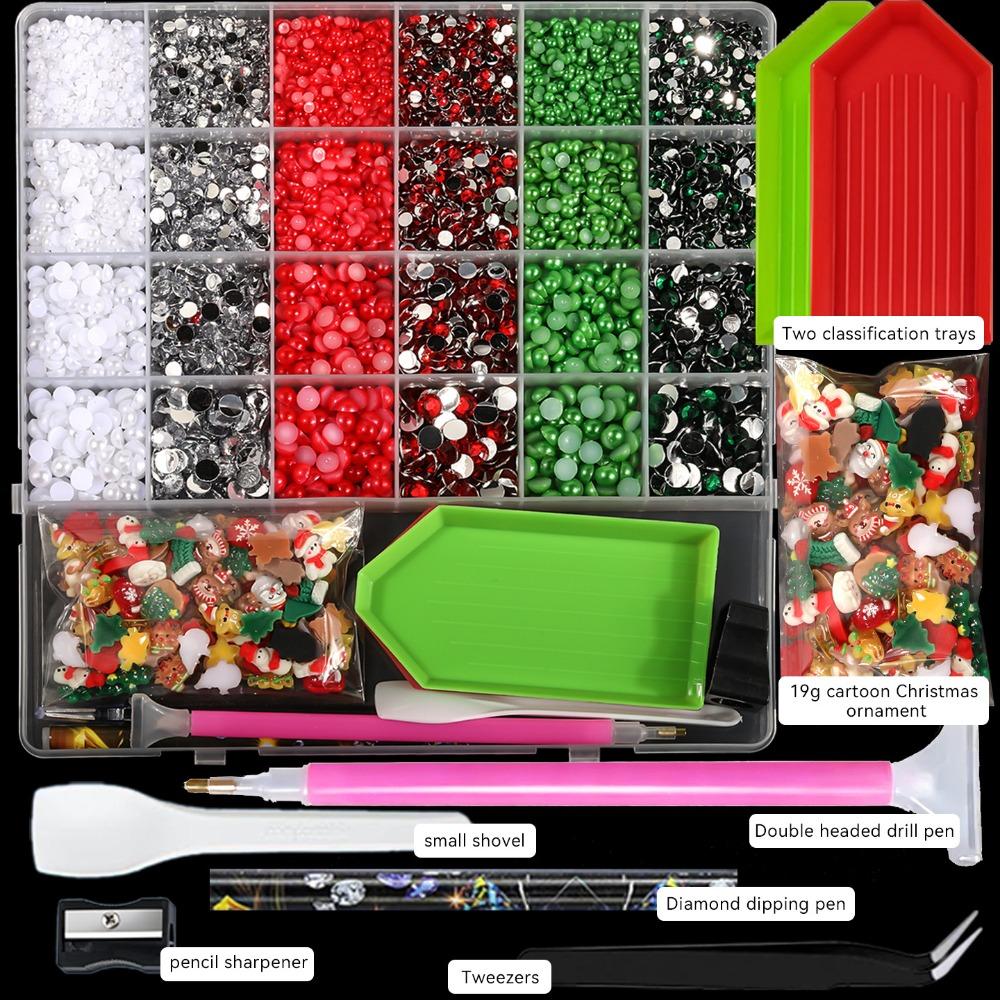 24/28 Grids Mixed Mini Christmas Gems Nail Charms Luxury Flatback Colorful Rhinestones Nail Art