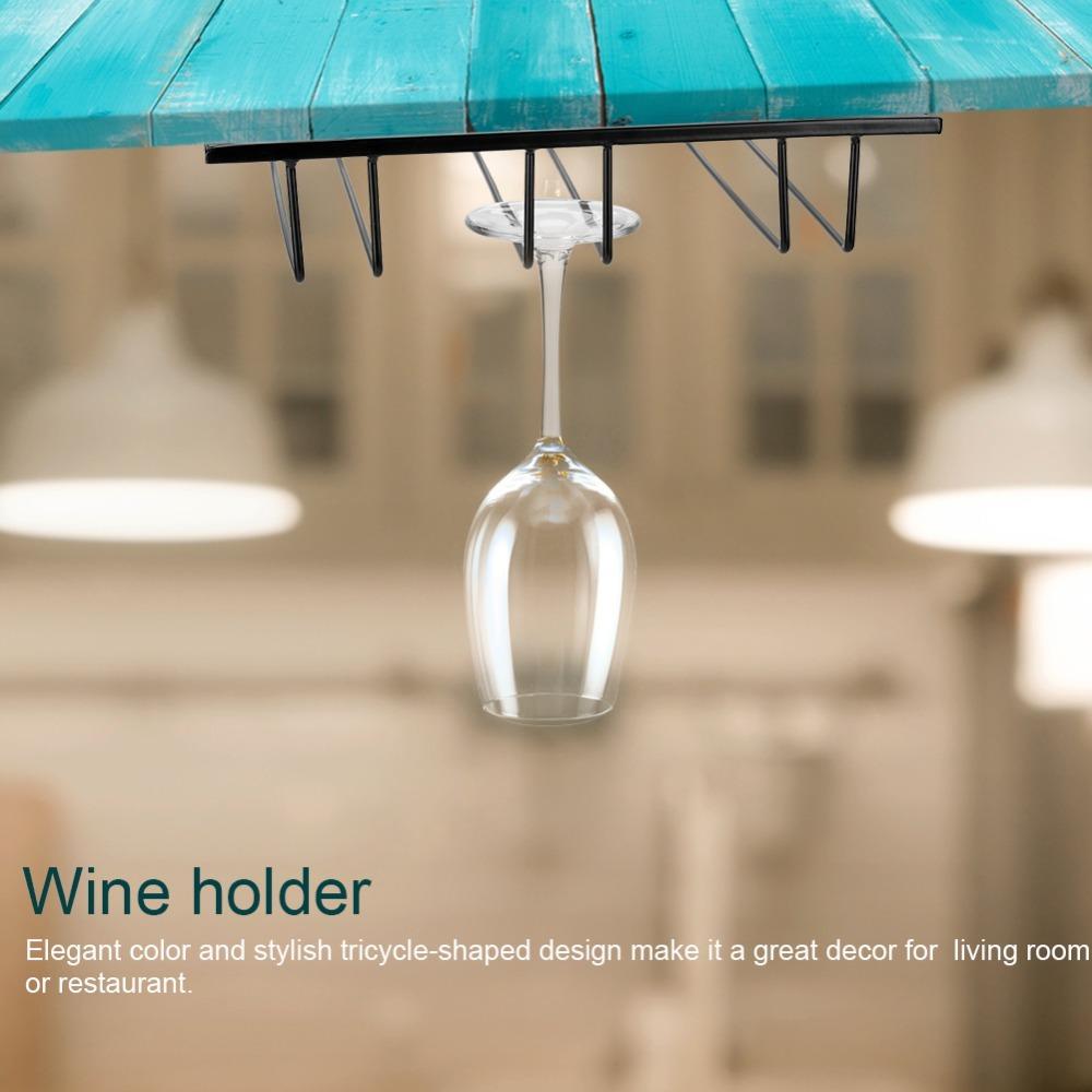 Under Cabinet Wine Rack 3 Rows Wine Hanger Durable Wine Shelf Home