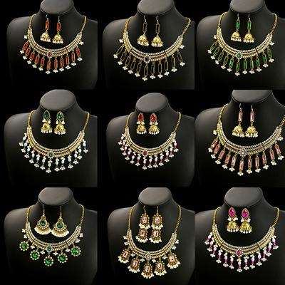 Vintage Bohemian Necklace Earrings, Collarbone Chain Exaggerated Personality Ethnic Wind Chain Exotic Accessories