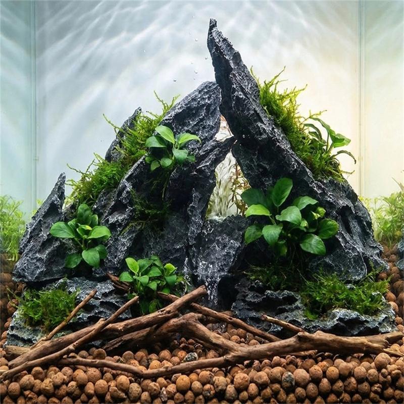 Realistic Resins Aquariums Rock Decoration Fish Tanks Natural Landscape Hand Painting Artificial Stone Ornament