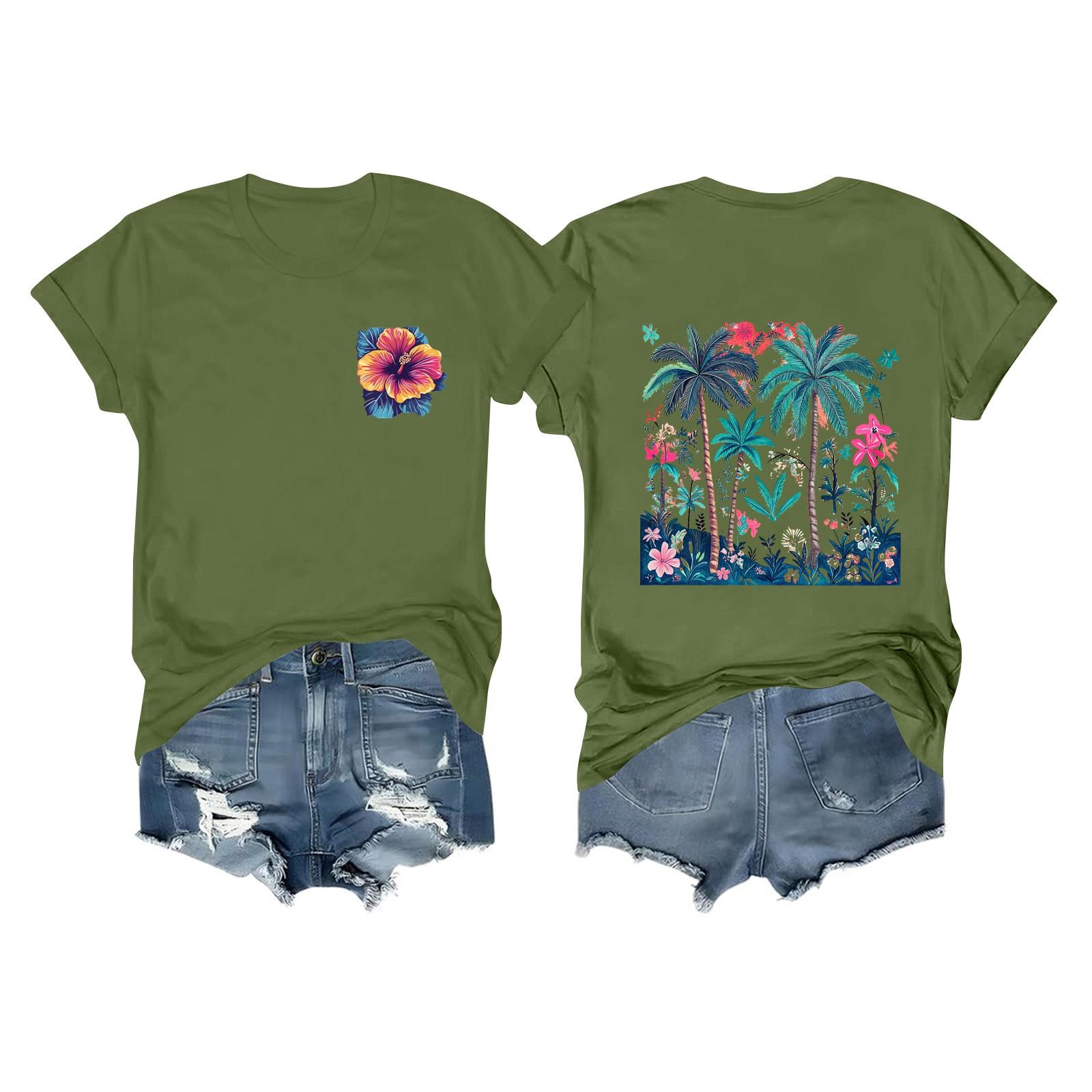 

Футболки с короткими рукавами для женщин, модные топы, легкие и мягкие повседневные летние наряды, одежда L армия зеленый