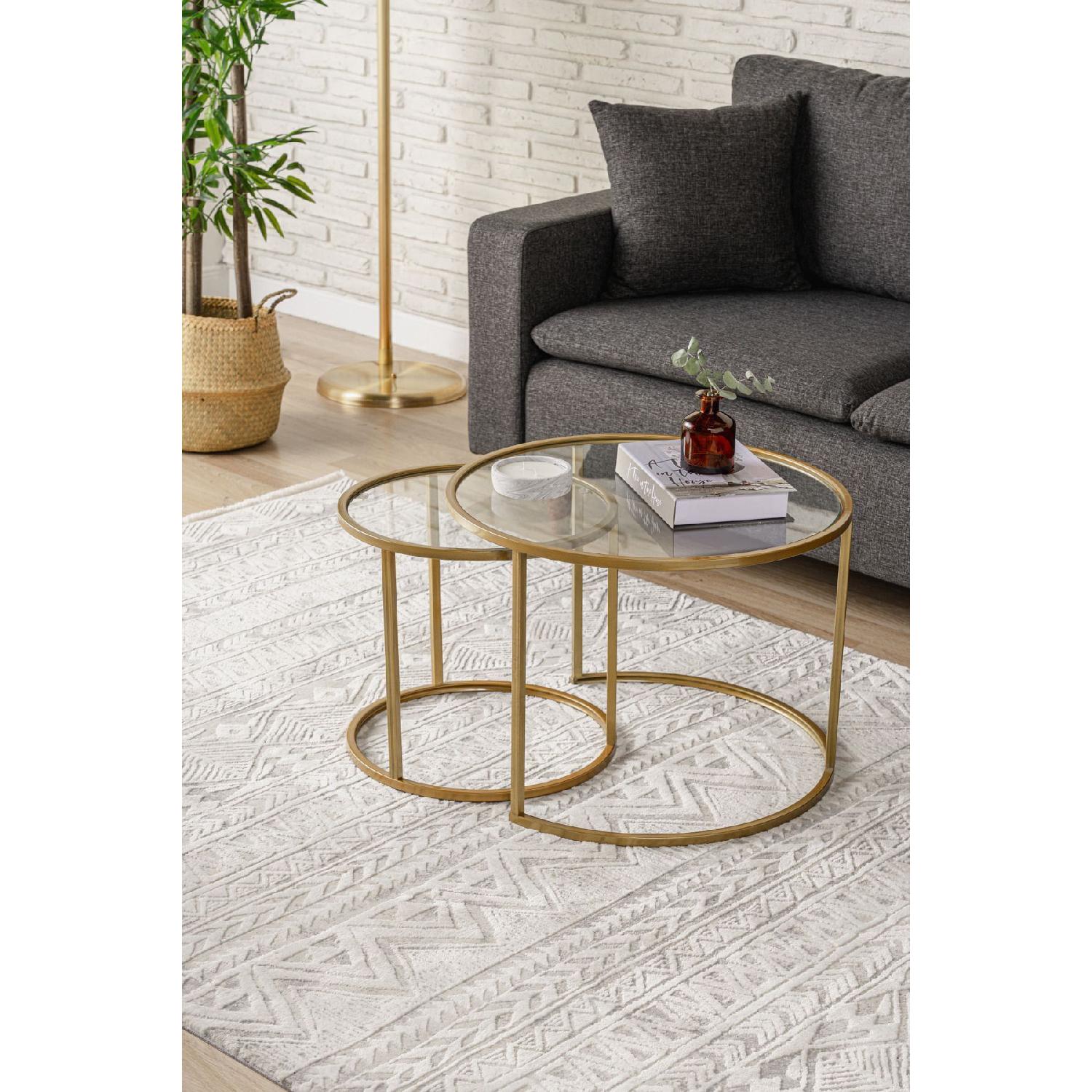 

- Belarus Coffee Table Double With Transparent Glass Gold 60cm