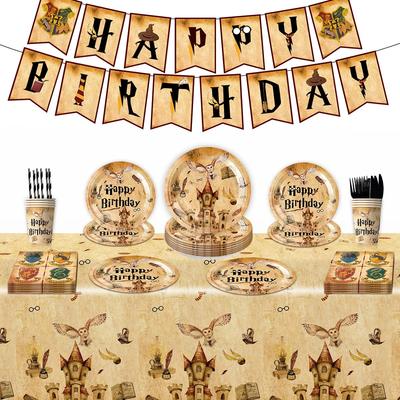 Harry Potter Party Supplies Disposable Cutlery Paper Plates Paper Cups Tissue Boys And Girls Birthday Party Outfits