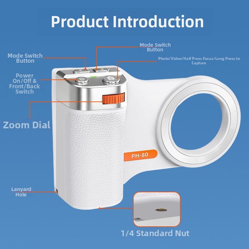 Fun Shot Magnetic Phone Camera Grip for iPhone Magsafe & Android with Detachable Charge Wireless Shutter Remote 1/4" Tripod Screw