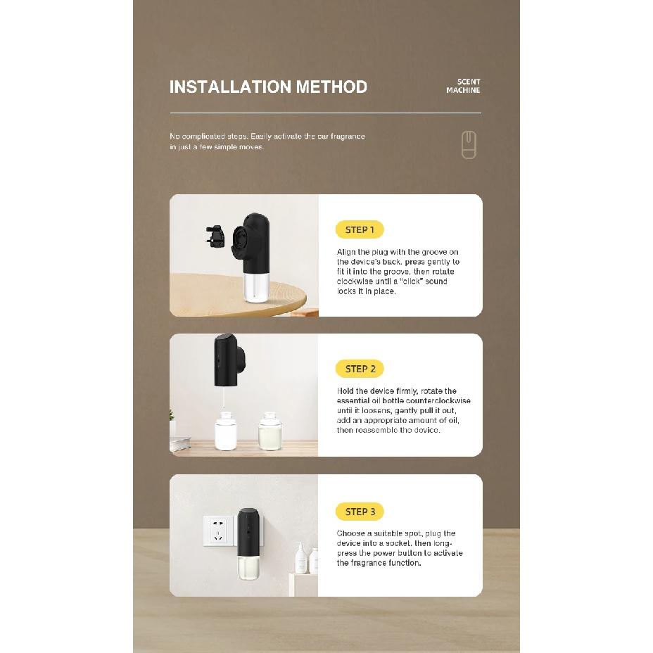 TEABLUM 100m³ Smart Automatic Air Freshener Plug in Diffuser Hotel Scent Diffuser for Home and Toilet 150ml Fragrance Diffuser