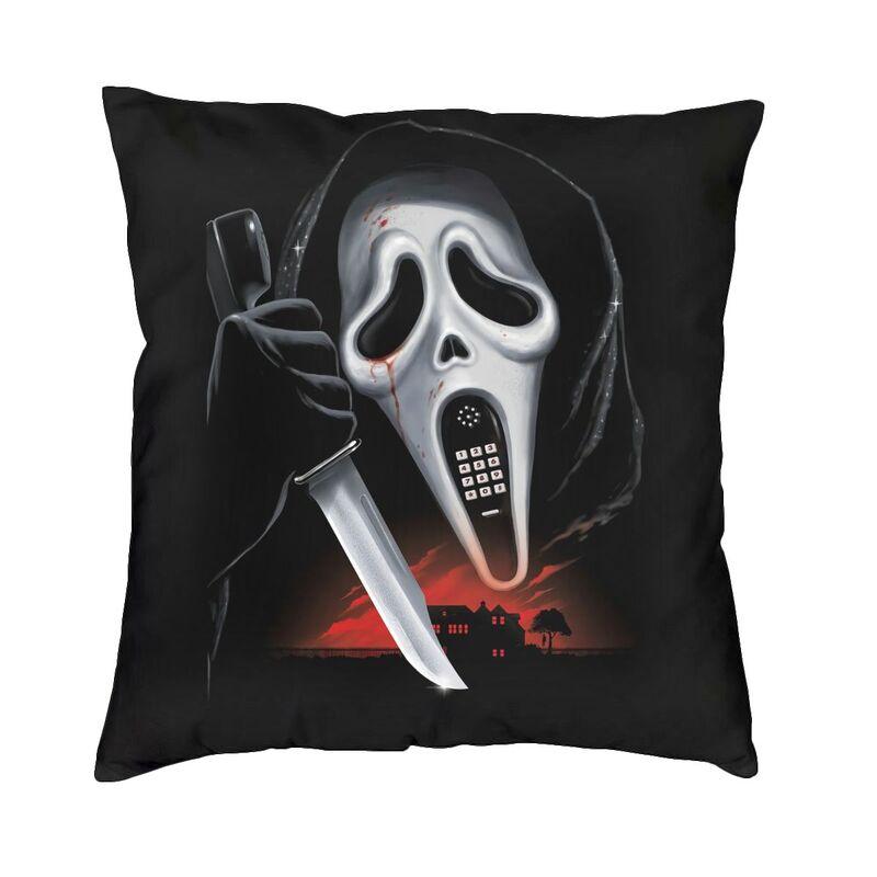 Scream Ghostface Dekokissenbezug, Schlafzimmerdekoration, Halloween-Horrorfilm-Kissen für Sofa, quadratischer Kissenbezug Dakimakura