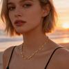 Luxurious Cubic Zircon Charm Necklace for Women,Stainless Steel Hollow Oval Handmade Chain Necklaces,Dainty Jewelry Gift
