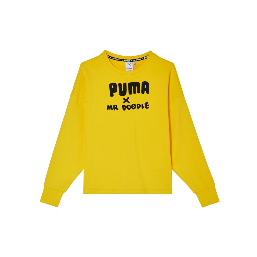 PUMA X Mr Doodle Sweatshirts Women's Yellow Crew Neck Moderate Other 598687-99