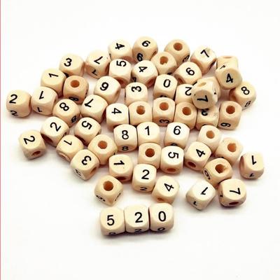 10mm 100pz Quadrati Naturali in Legno Alfabeto Perline A-Z 0-9 Perline Lettera per Braccialetti Distanziatore Dentiere per Bambini Gioielli Ciuccio