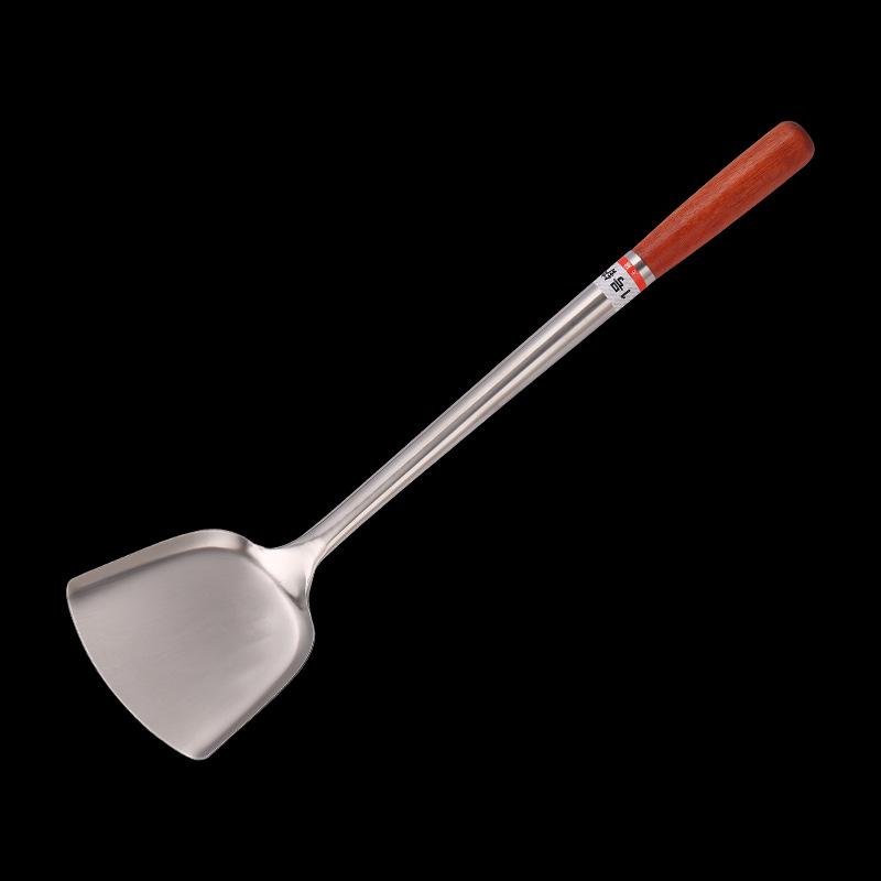 Stainless Steel Large Spatula for The Cafeteria, Wooden Handle, 1.5 Feet, Thickened and Lengthened Spatula, Chef's Wok, Wok, Strainer, Long Handle