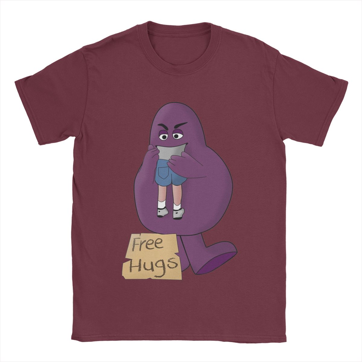 

Hungry For Free Hugs From Grimace Men s T Shirts Novelty Tee Shirt Short Sleeve Crewneck T-Shirts Pure Cotton Gift Idea Clothes L
