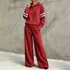 Women's Two Piece Outfit Hooded Sweatshirt Wide Leg Pants Casual Sporty Set