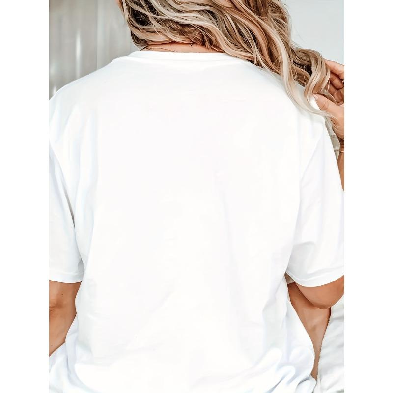 European sizes Women'S Casual T-Shirt - Soft, Stretchy, Short Sleeve Round Neck Tee with Fun Printed Design