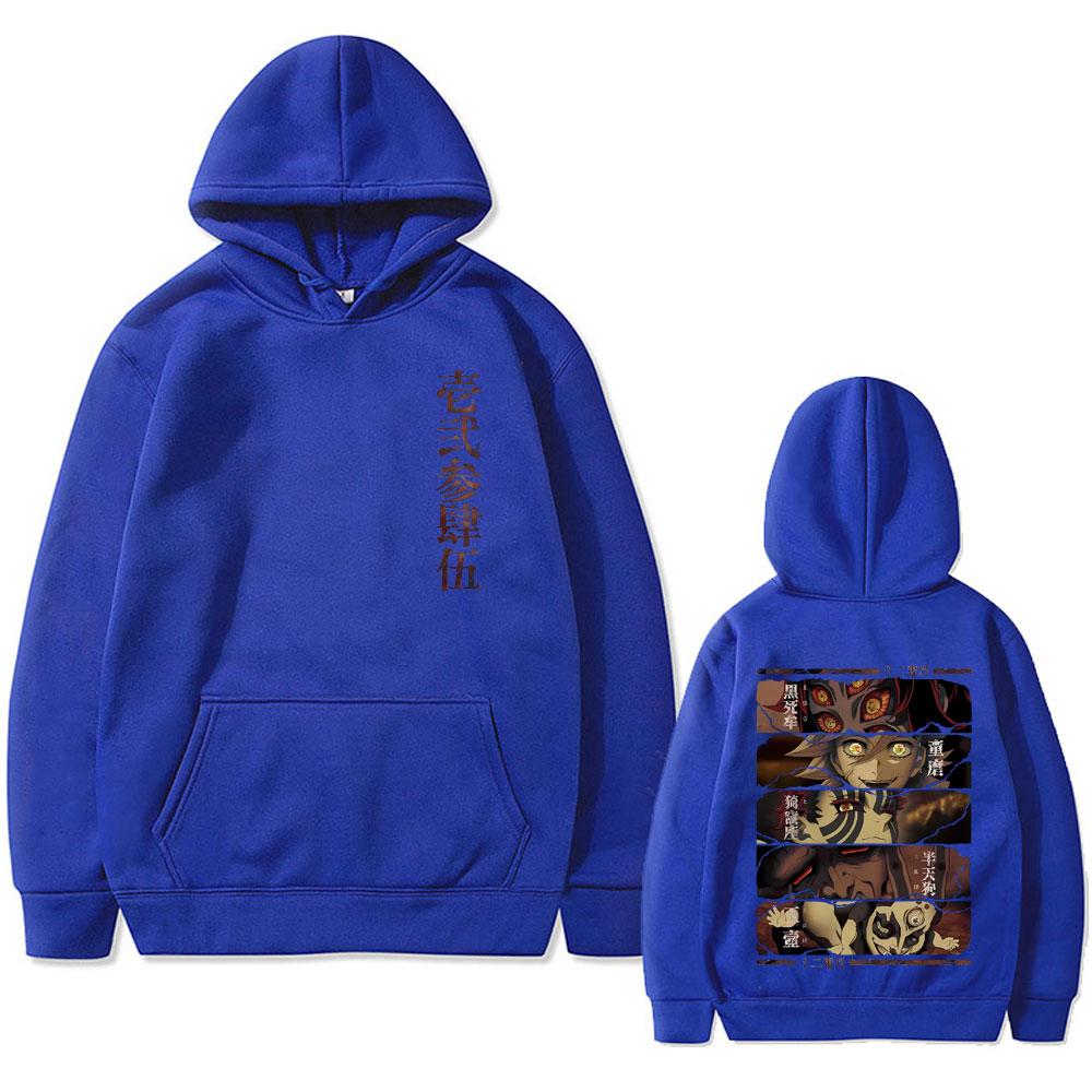 Anime Demon Slayer Kokushibo Douma Akaza Hantengu Gyokko Graphic Hoodie Men Women Oversized Pullover Man Vintage Hoodies