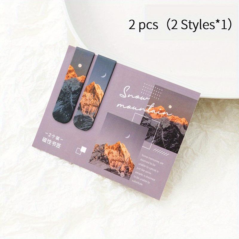 

2pcs/pack Magnetic bookmark beautiful scenery clouds simple literary pattern bookmark Reading tool School office supplies