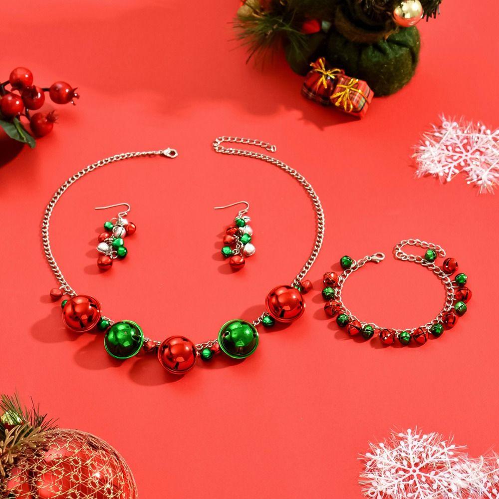 Earrings Christmas Bell Jewelry Set Necklace Xmas Clavicle Chain Sweet   Women
