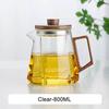 Conjunto de chá com alça de madeira e vidro resistente ao calor, chaleira elétrica, cafeteira, fogão a gás, fogão elétrico de cerâmica para ferver, bule de chá de 800 ml
