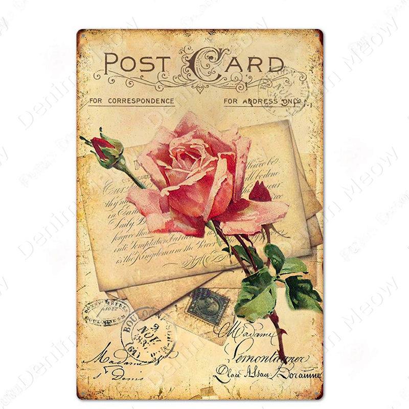 Frisch geschnittene Blumen Vintage Metallblechschild Wandplakette für Floristen Garten Hinterhof Café Familiengeschenk Dekoration N