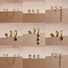 3PCS Simple Fashion Blue Flower Drop Earrings Set For Women Girl 18K Gold-Plated Zirconia Star Sun Stud Earring Piercing Jewelry