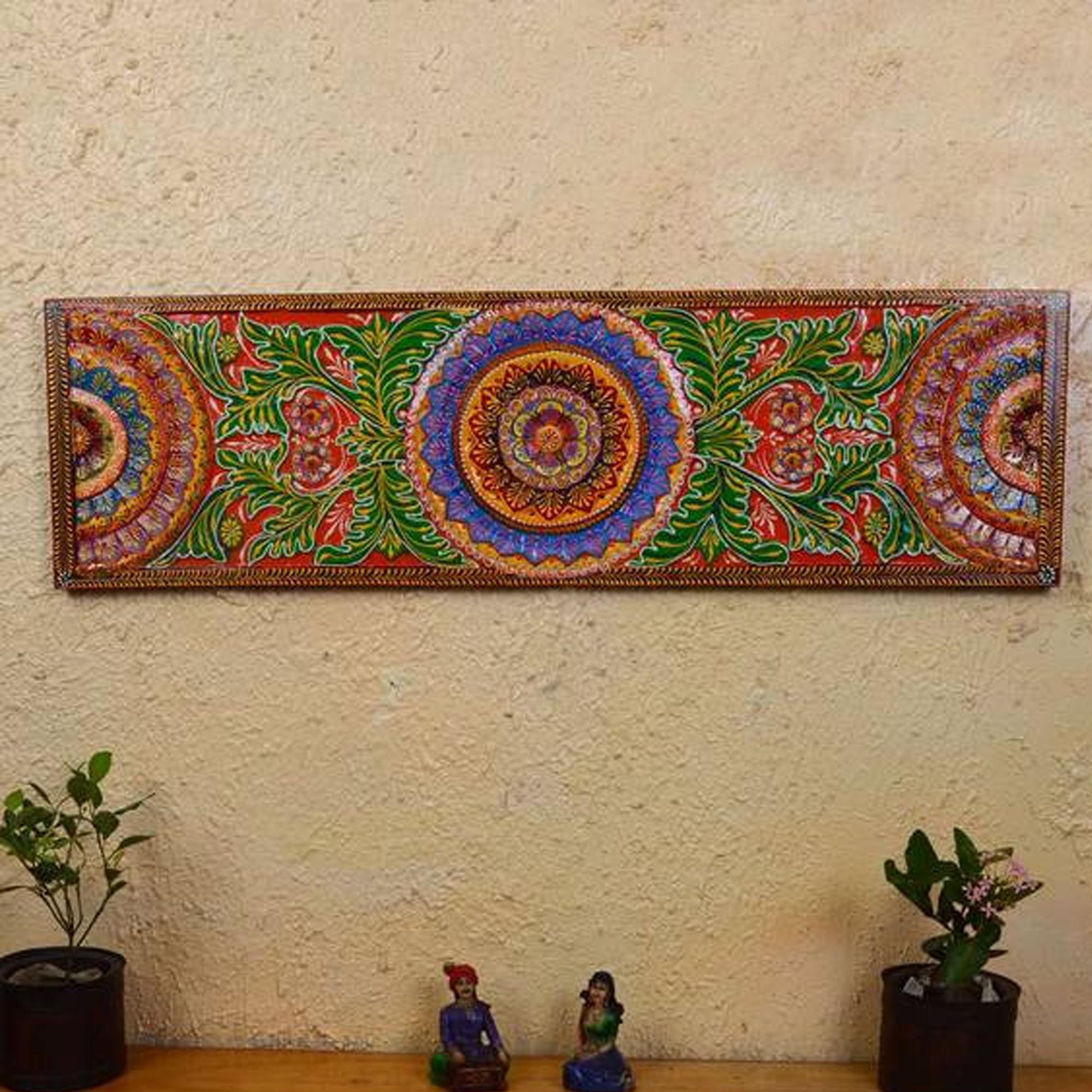 Hand-Painted Floral Wooden Wall Panel: Vintage Veranda Decor 16” X 8” X 24” (l x w x h) разноцветный