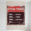 Vintage Rusty Metal Steak Timer Sign, Weathered Aged Plaque with Doneness Levels, for Bar Cafe Restaurant Man Cave Home Decor