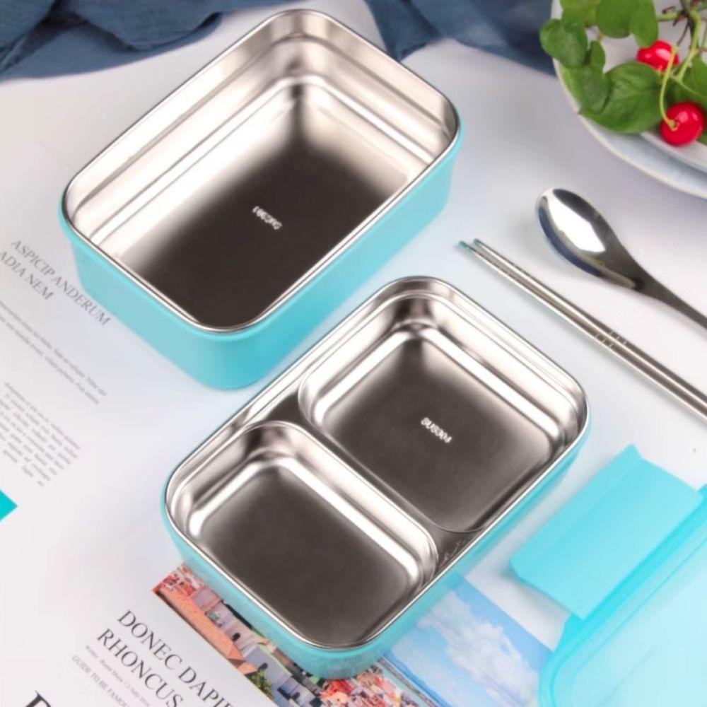 Rectangular Double Layer Thermal Lunch Box 304 Stainless Steel Food Container  School