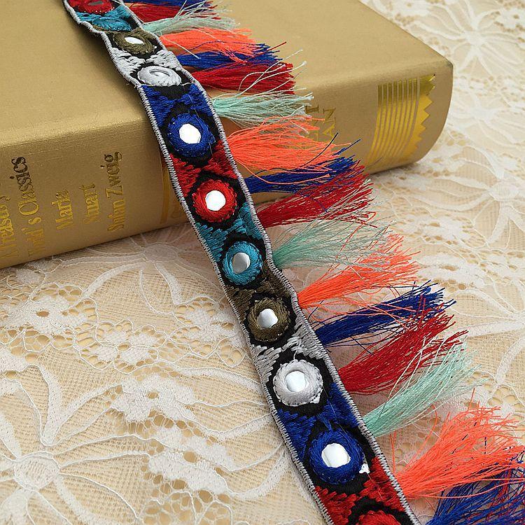 

5/10 ярдов этническая вышивка блестками жаккард кисточка кружевная отделка тесьма с бахромой для самостоятельного шитья одежды занавески декоративный аксессуар 5 yards