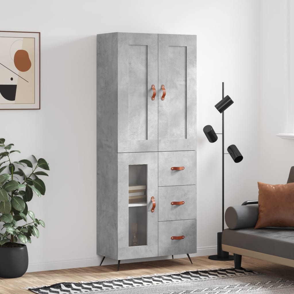 Vidaxl Vitrine, Beton Grau 69,5X34X180 Cm Material Holzwerkstoff