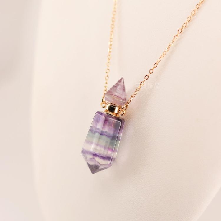 Einzigartiger Kristall Parfümflakon Halskettenanhänger Verstellbare Länge Schlüsselbeinkette Edelstahl Kabelkette Damen Choker