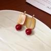 Silver Needle Glass Bead Pendant Stud Earrings: Retro Chinese Fashion, Light Luxury High-End Jewelry for Women