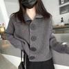 Korean Lazy Style Knit Cardigan for Women - Spring/Autumn 2025 Long Sleeve Loose Fashion with Big Buttons