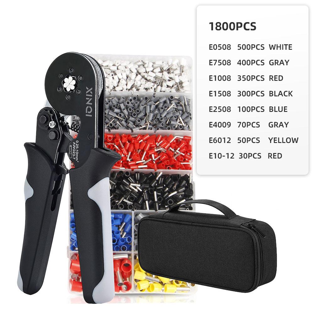 Hexagon Wire Terminal Ferrule Crimping Tool, HSC8 10-6A Self-Adjusting Ratchet Crimping pliers, Electrician Tools for AWG 23-7