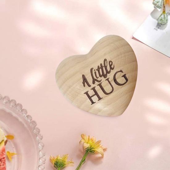 Coração de madeira bolso abraço token amor lembrete portátil lembrança mini coração amor